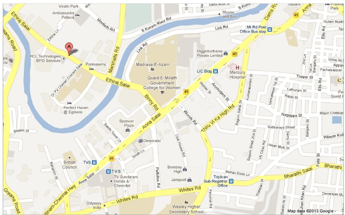 Anna Salai Chennai kaart