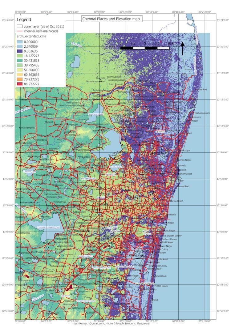üleujutuste kaart Chennai