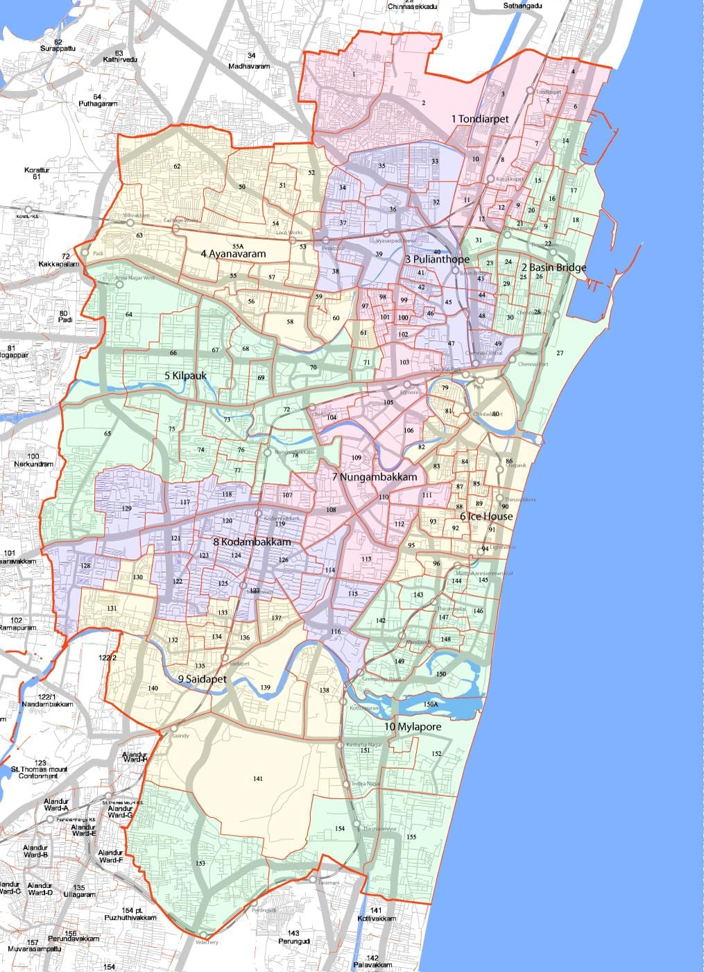 suurem Chennai corporation kaart