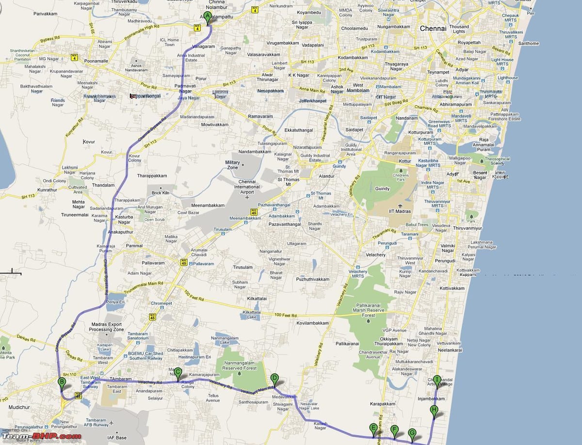marsruudi kaardil Chennai
