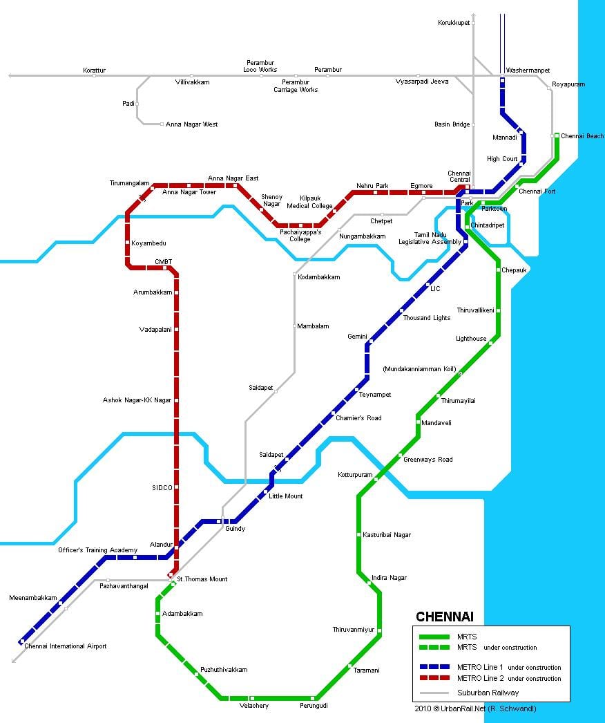 Chennai metroo jaamad kaart