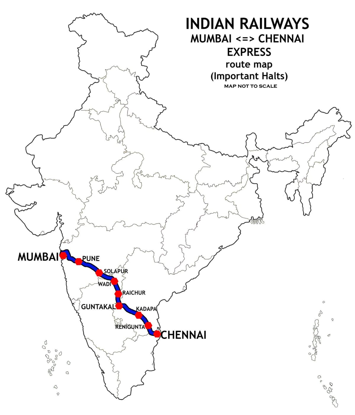 Mumbai, et Chennai rongi marsruut kaardil