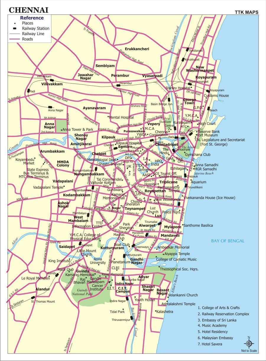 Chennai city kaart tänavatel