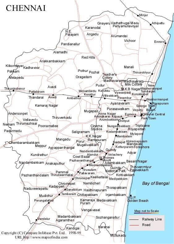 Chennai kaardil suunas